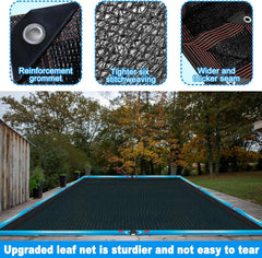 YEXEXINM net installed over rectangular pool showing easy protection benefit