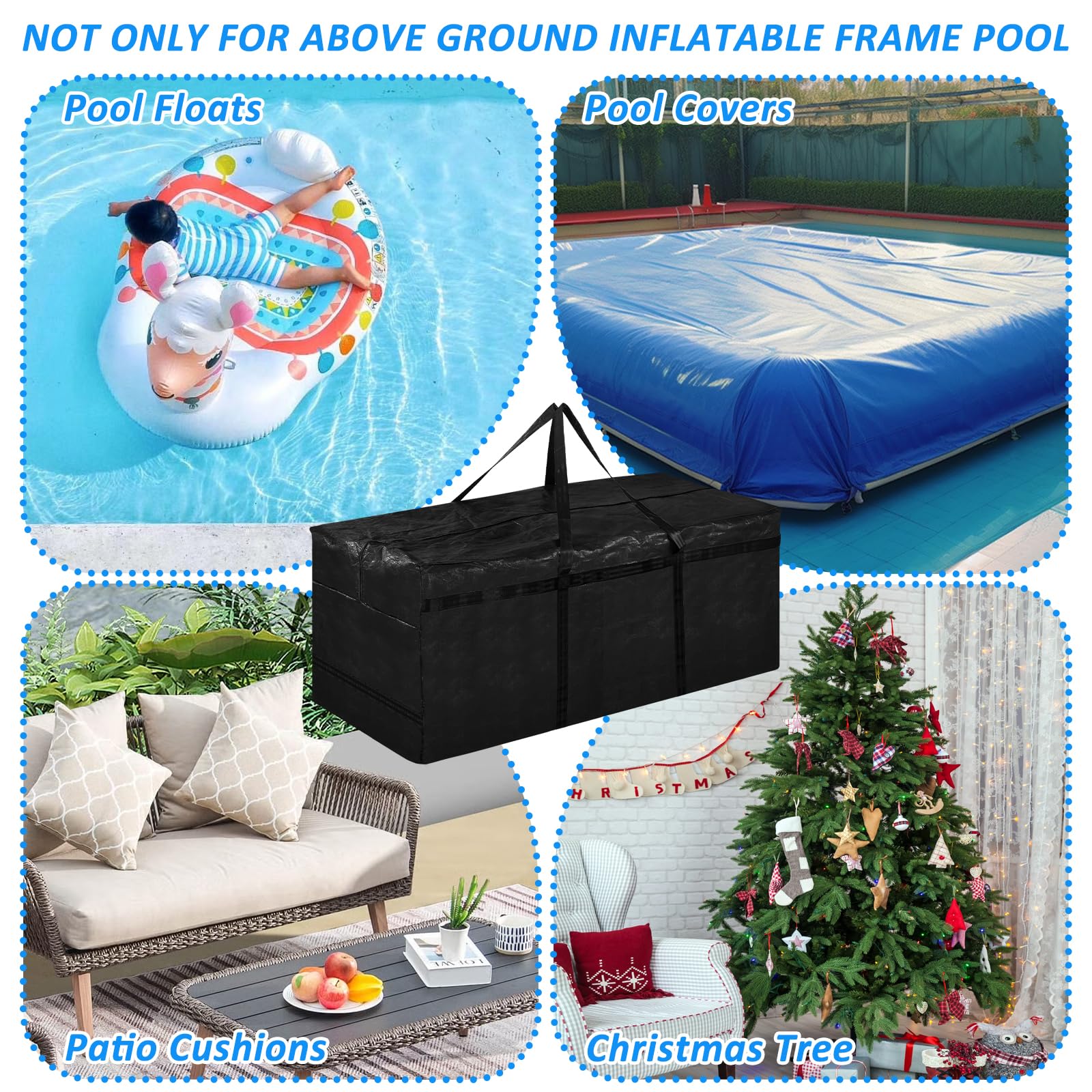 YEXEXINM lifestyle shot next to pool illustrating convenient seasonal storage