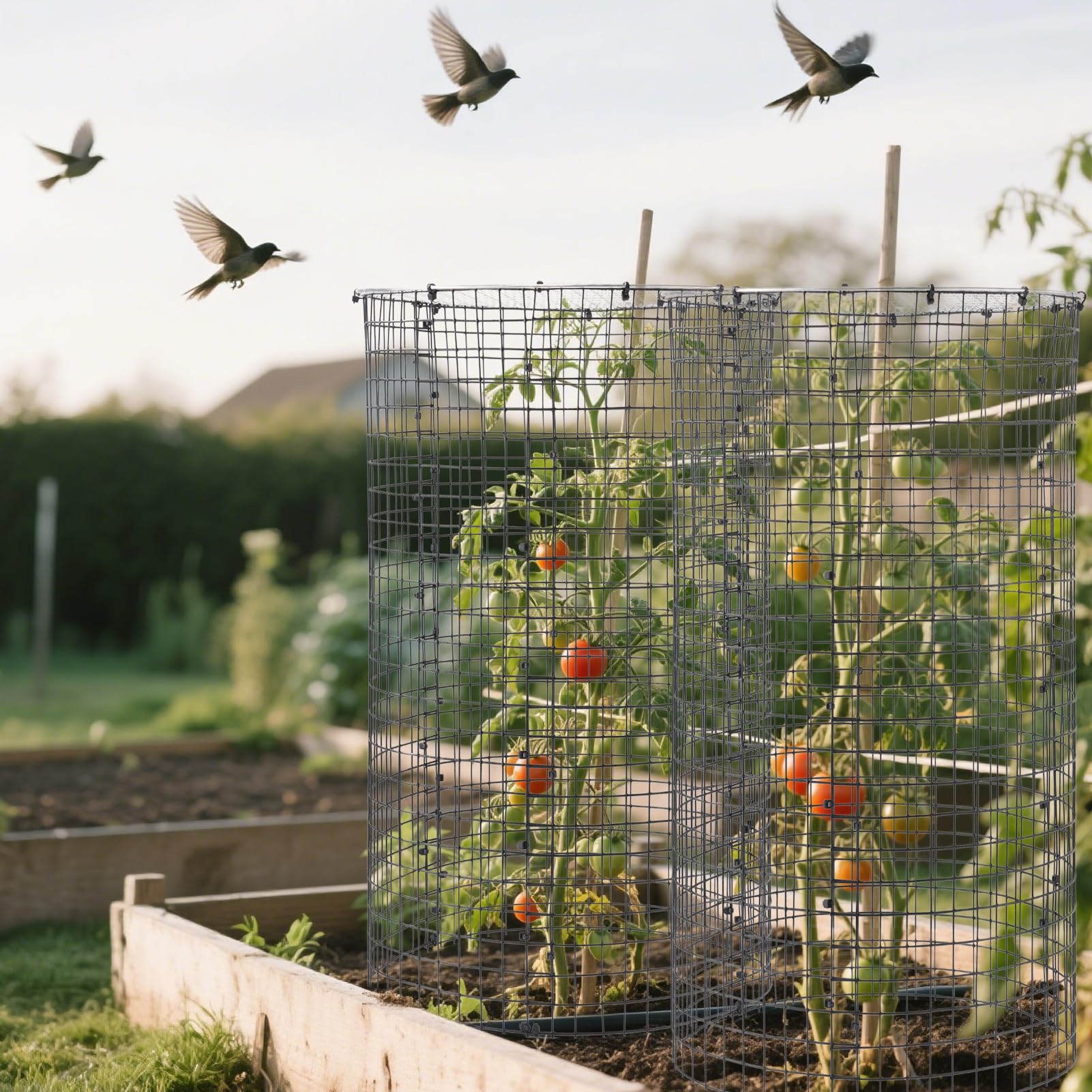 YEXEXINM protected garden bed with cages showing wildlife defense benefit