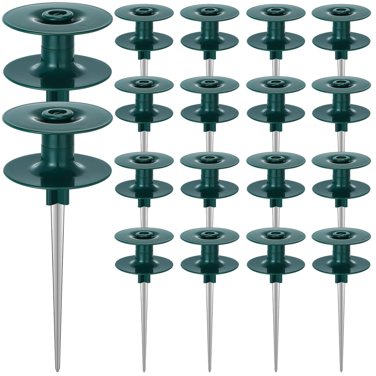 Yexiya front packaging showing 16 rustproof hose guide spikes and benefits