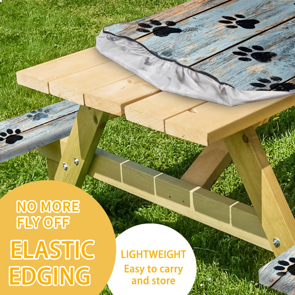 YEYE JUICE bench cover fitted on bench showing secure fit and spill protection