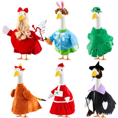 Yeyeplum porch goose front view showing full outfit fit and festive appeal