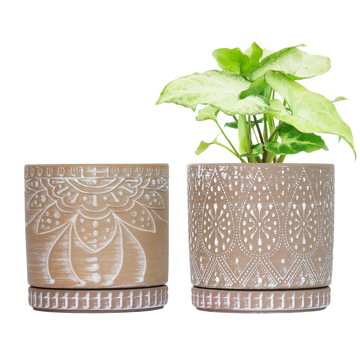 YFFSRJDJ front view of two ceramic pots showing clean retro design and tabletop appeal