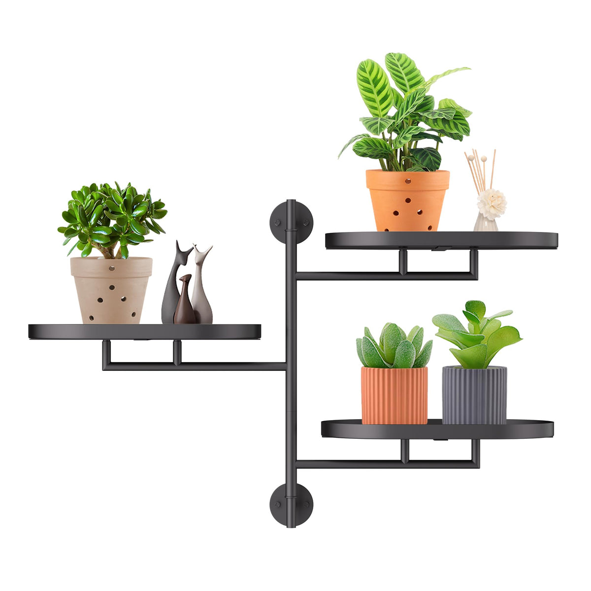 YFFSRJDJ front view of shelf showing three tiers and neat plant display for light access