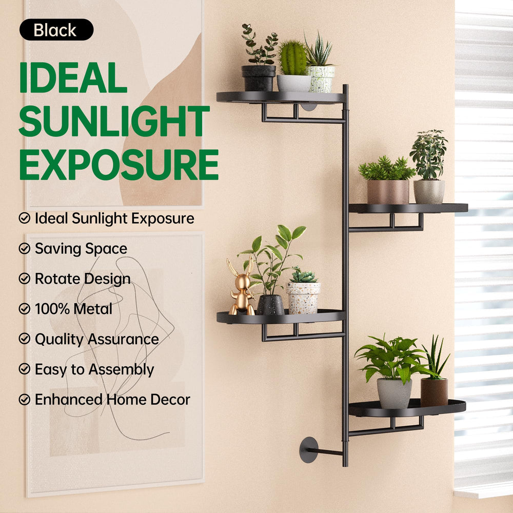 YFFSRJDJ rotating shelf in use demonstrating easy light adjustment for plants