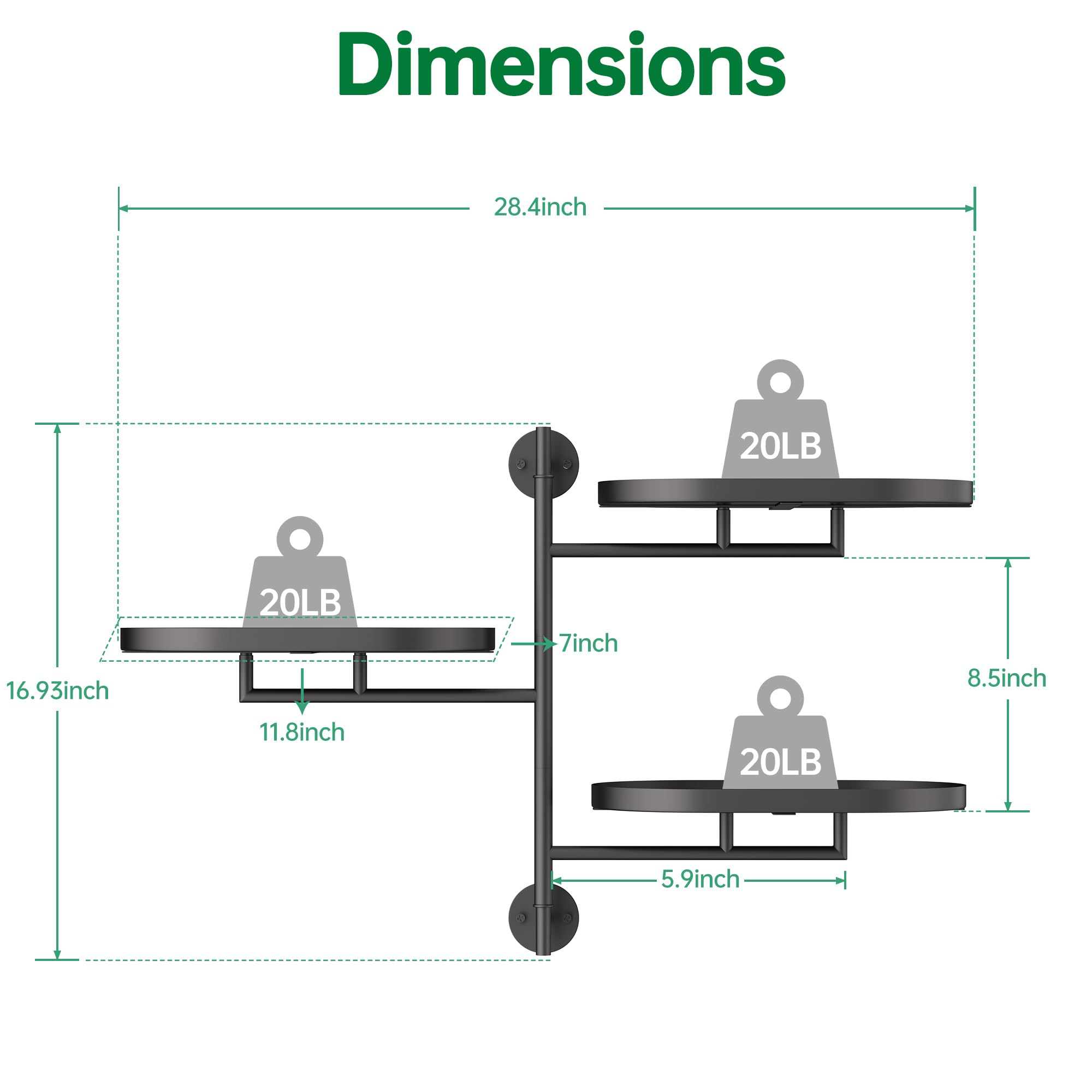 YFFSRJDJ tiered stand next to ruler showing scale and space-saving vertical height