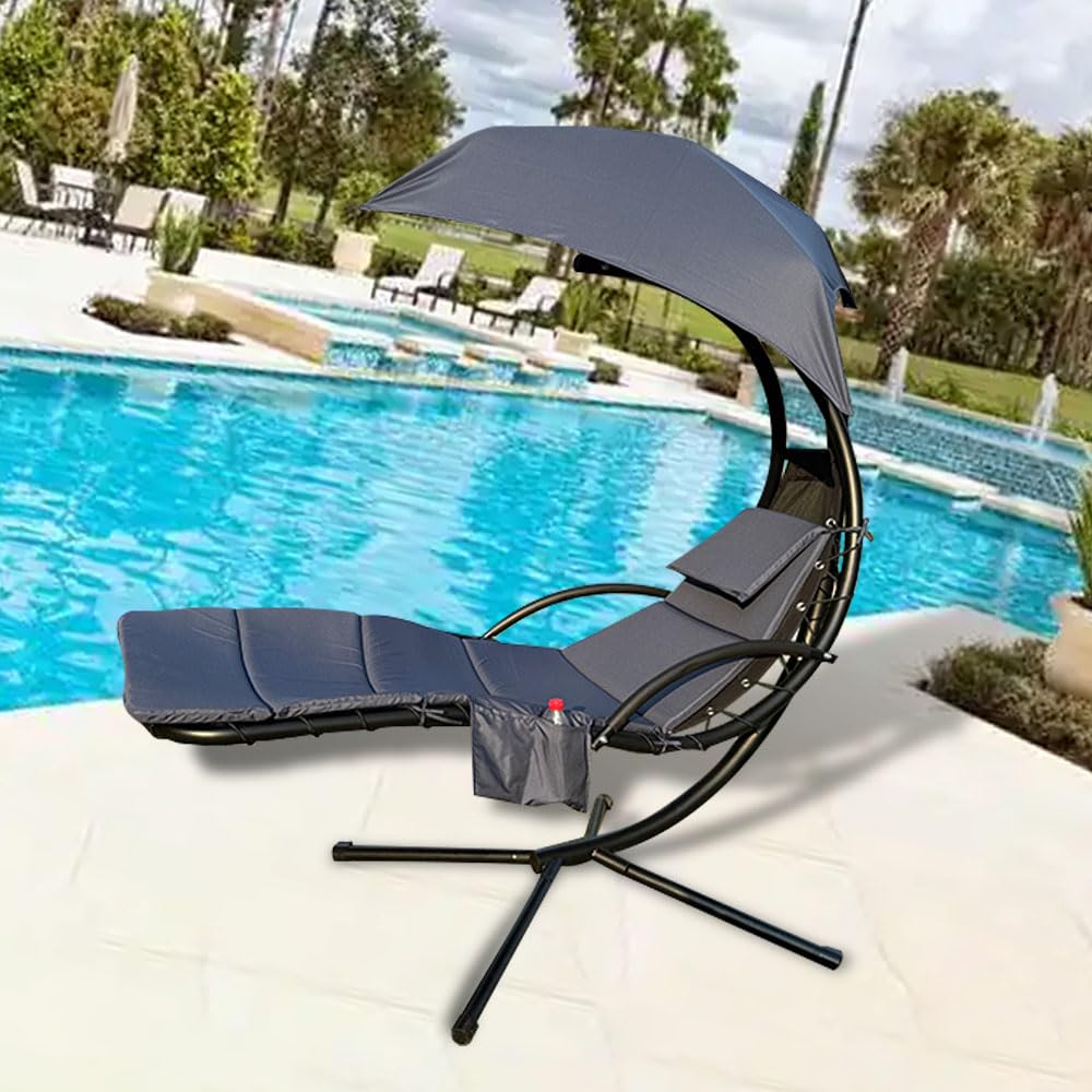 YFIWDBRO cushion next to chair frame for scale, fits common lounger sizes