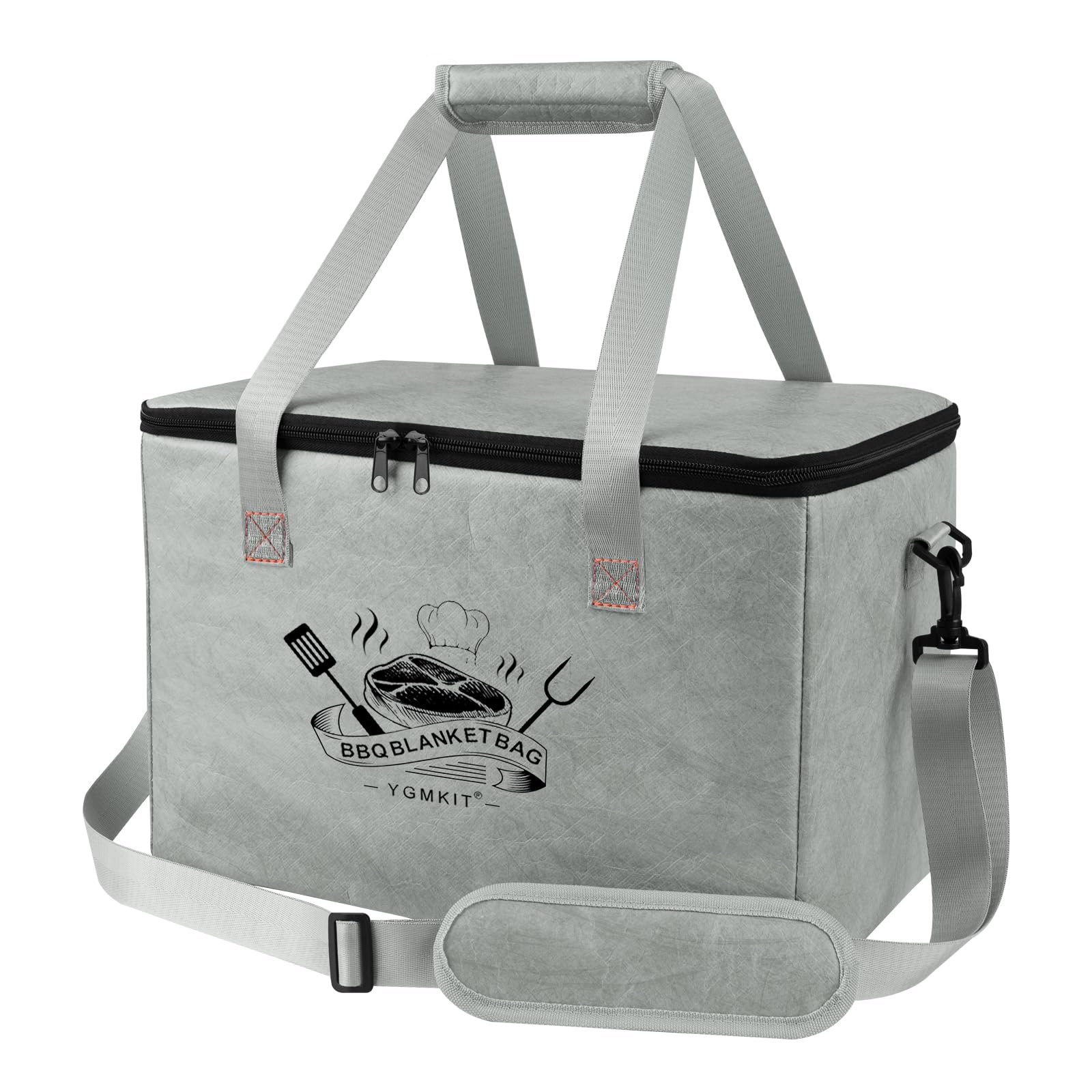 YGMkit front view showing bag shape and zipper, keeps meat warm