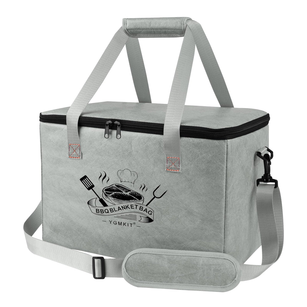 YGMkit front view showing bag shape and zipper, keeps meat warm