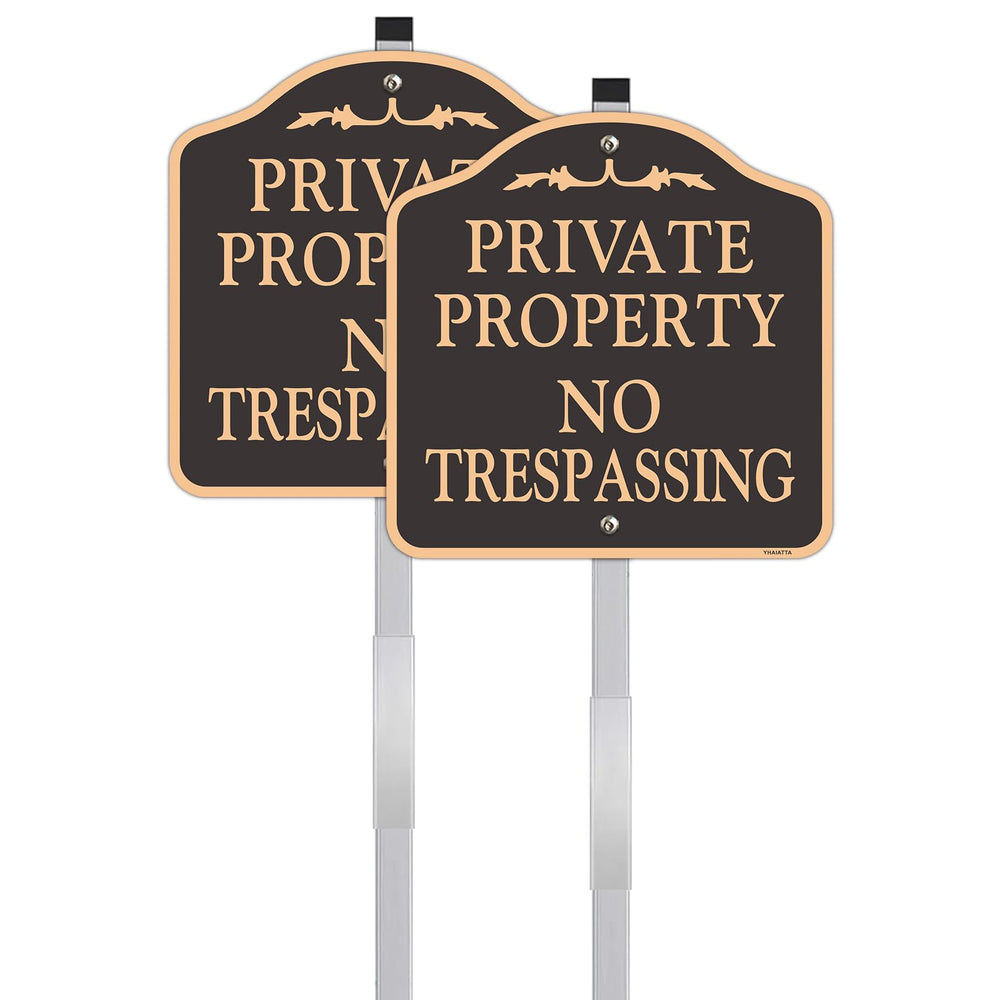 YHAIATTA front view of both signs showing clear private property message