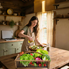 YHAOZE harvest basket filled with assorted vegetables demonstrating large capacity