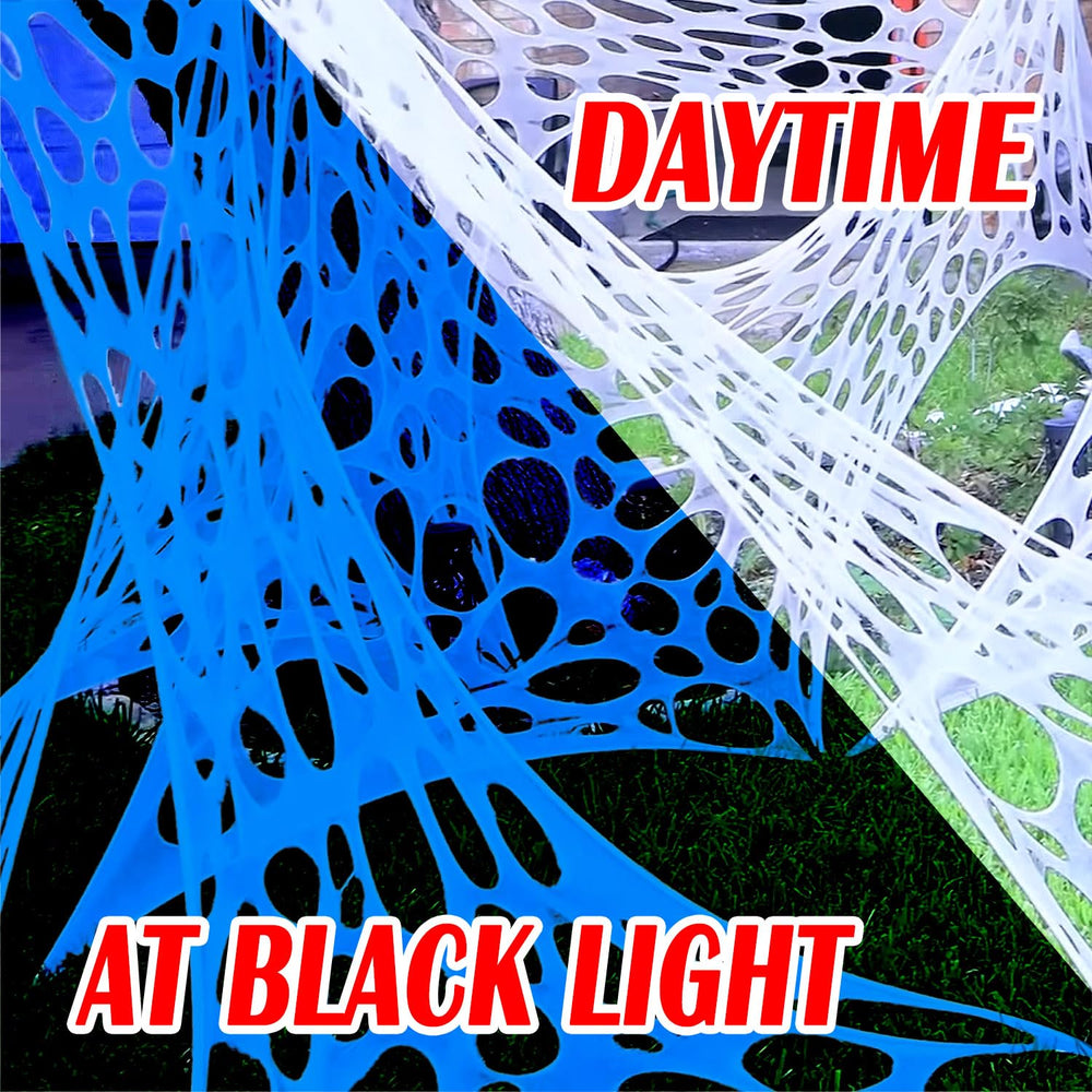 YHFUISK close-up of embroidered polyester lace texture showing glowing strands under UV