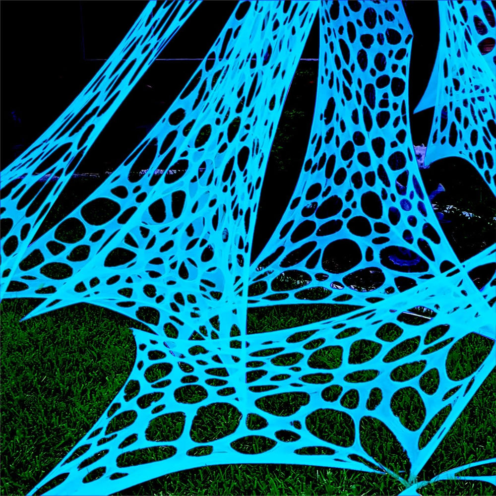 YHFUISK front packaging showing giant blue spider web and included lights for instant impact