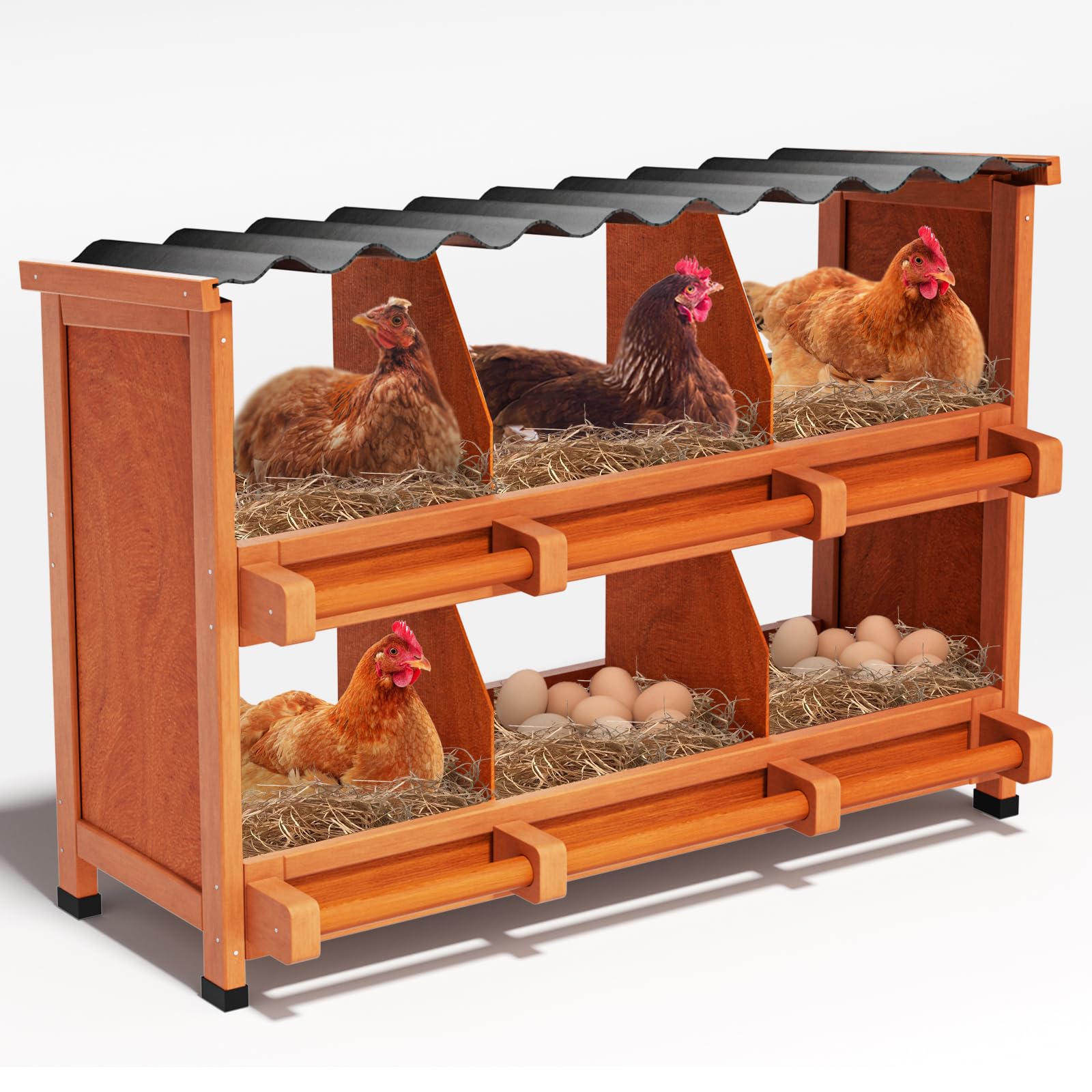Yhhdjc front view of pine nesting box showing roomy compartments and durable finish