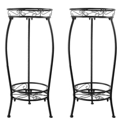 YHIJURS front view of both assembled stands showing space-saving benefit