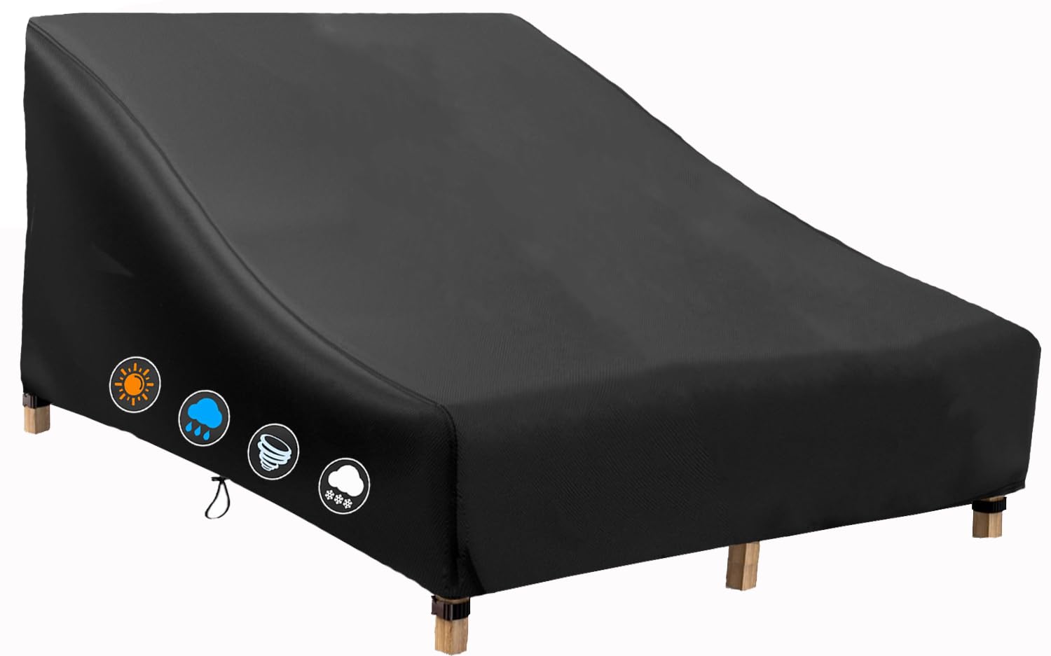 YHINGG front view of double-wide cover protecting a two-seat chaise