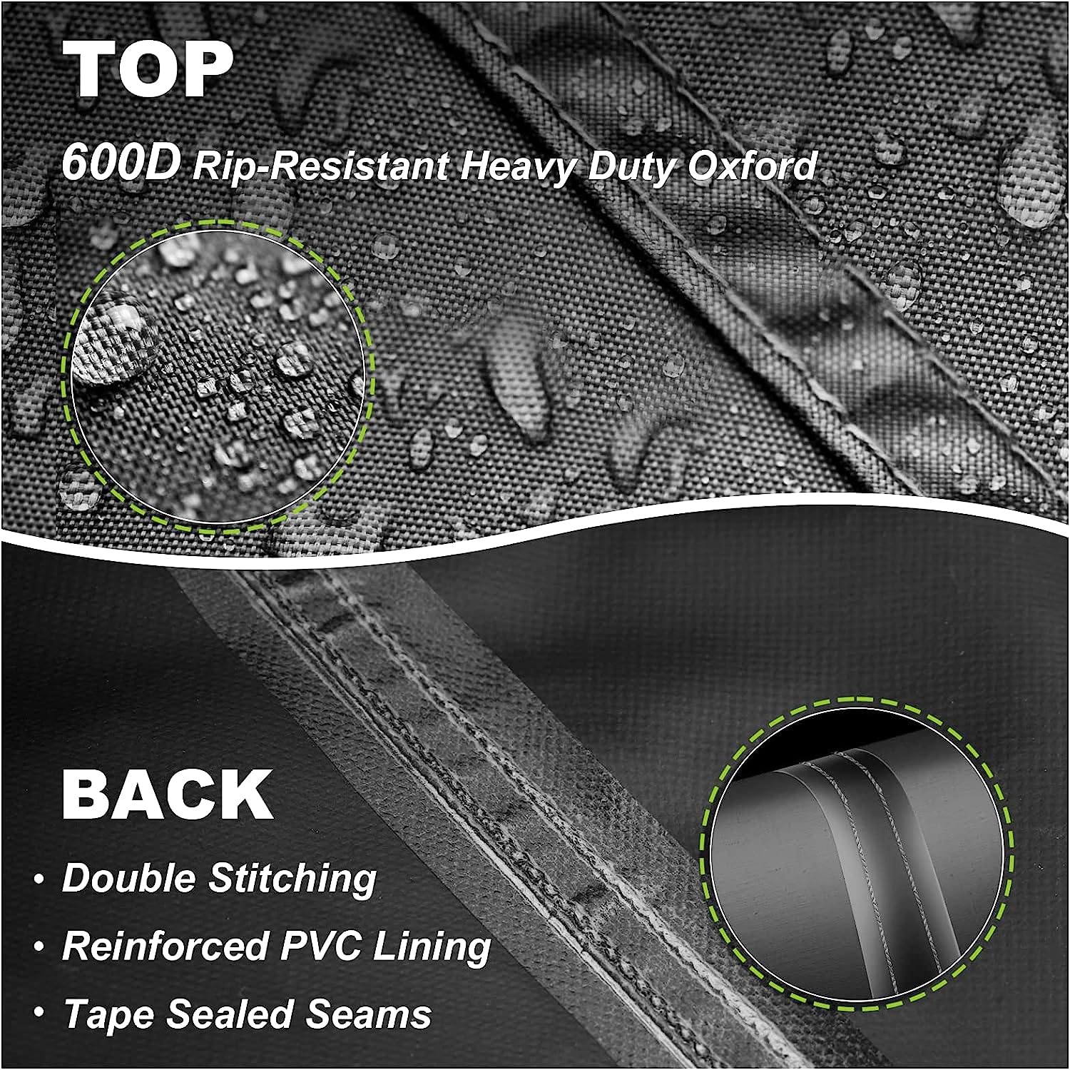 YHINGG 600D Oxford fabric close-up showing water-resistant texture