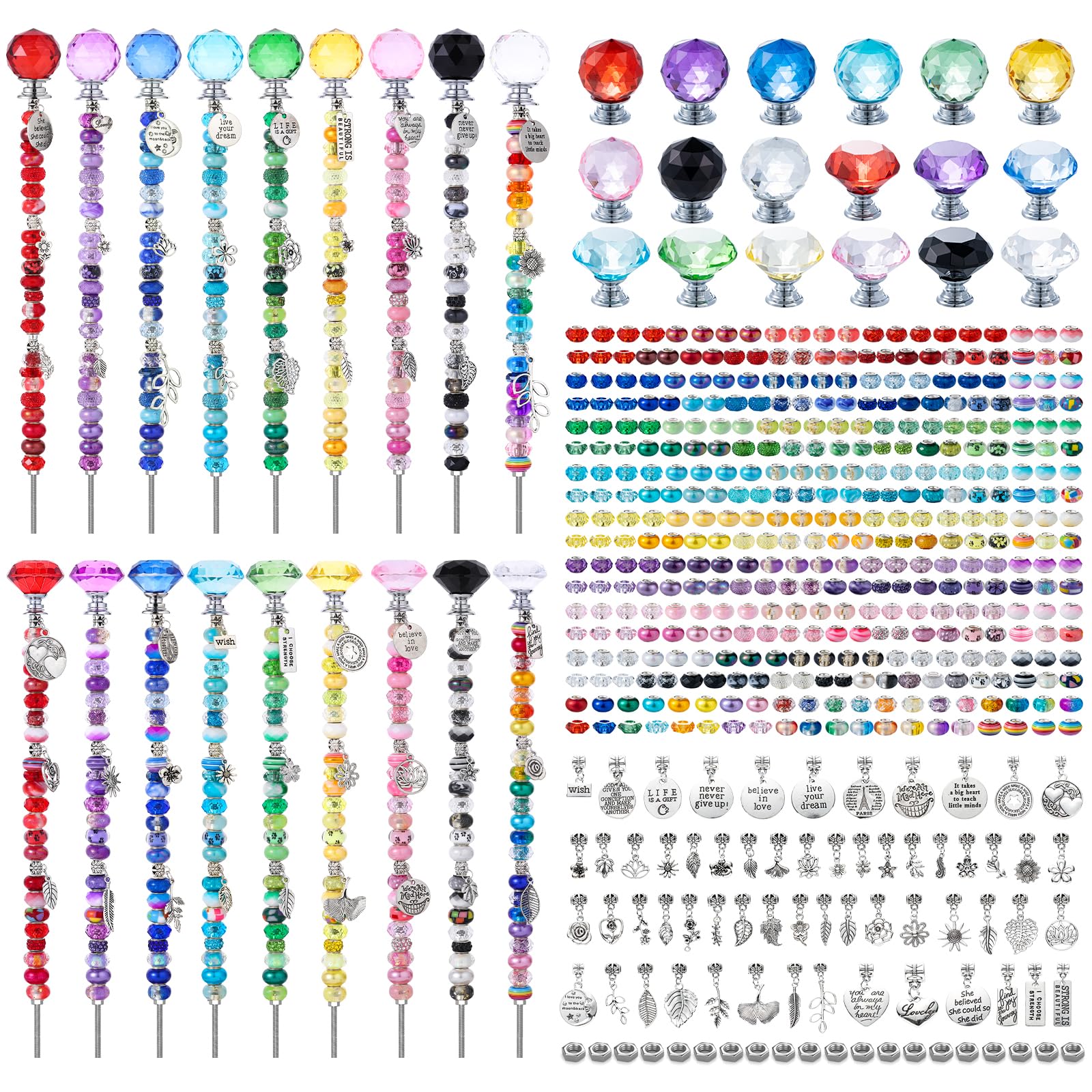 YHMQDU front packaging showing full 513-piece garden stake kit and contents