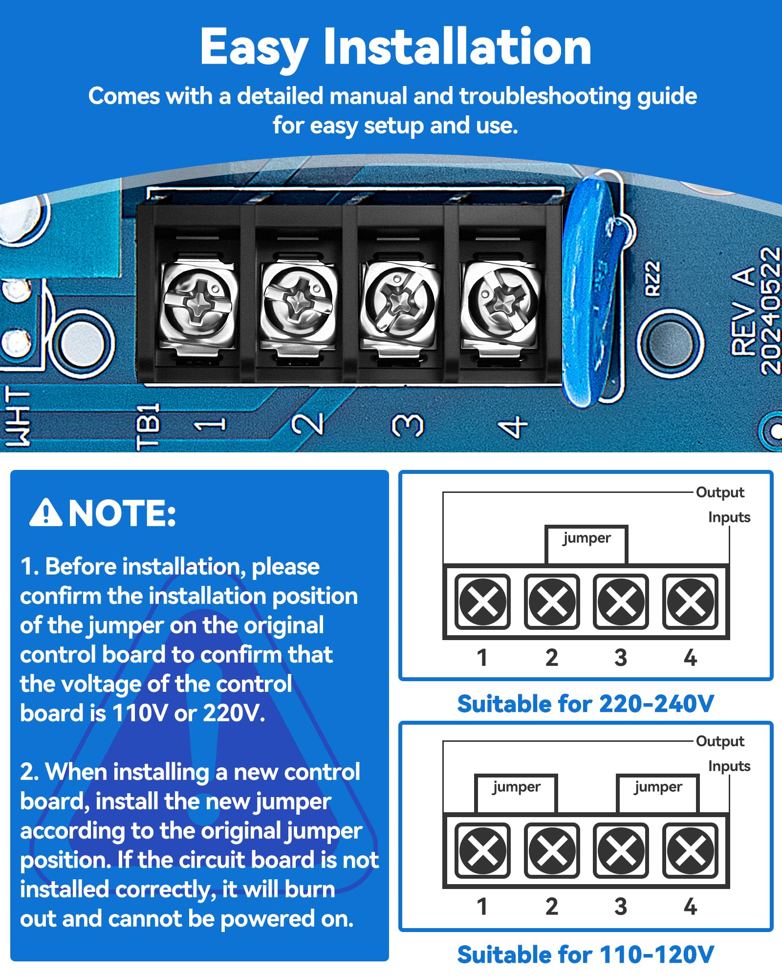 YHTIMIOX GLX-PCB-RITE wiring connector view showing compatible plugs for easy hookup