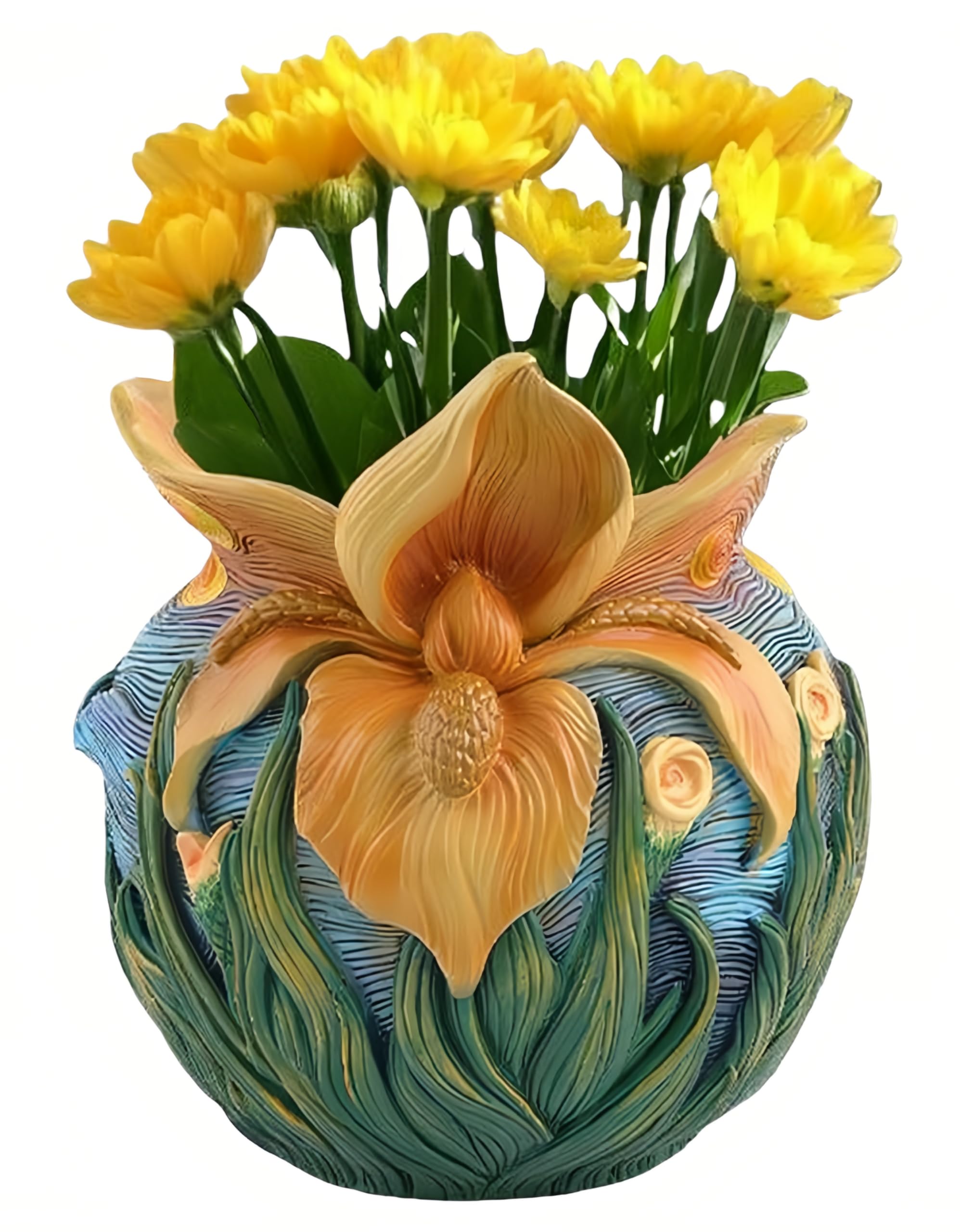 Yhupl front view of Starry Night planter showing vibrant colors and artful shape