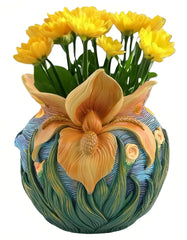 Yhupl front view of Starry Night planter showing vibrant colors and artful shape