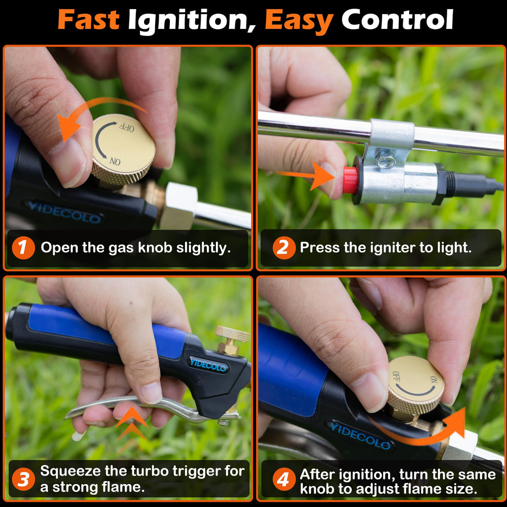 YIDECOLO igniter button close-up showing reliable push-start convenience
