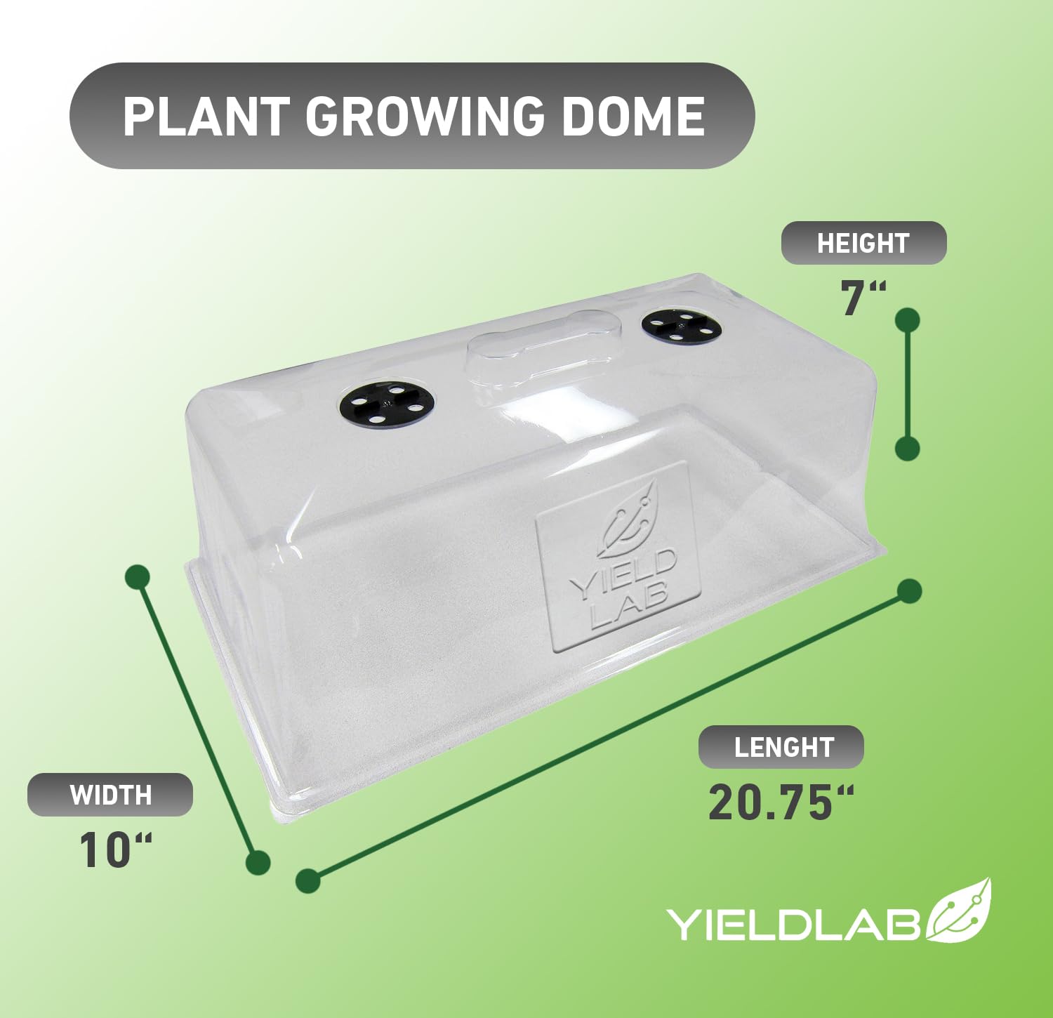 Yield Lab dome in use with young seedlings to protect and humidify