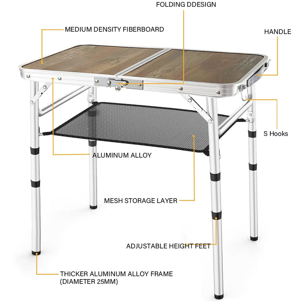 YihuiKo folded table with handle for easy carrying and quick transport