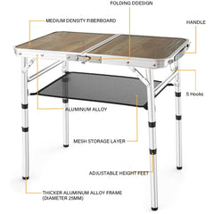 YihuiKo folded table with handle for easy carrying and quick transport