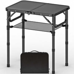 YihuiKo front view matte-black folding table showing sleek durable top