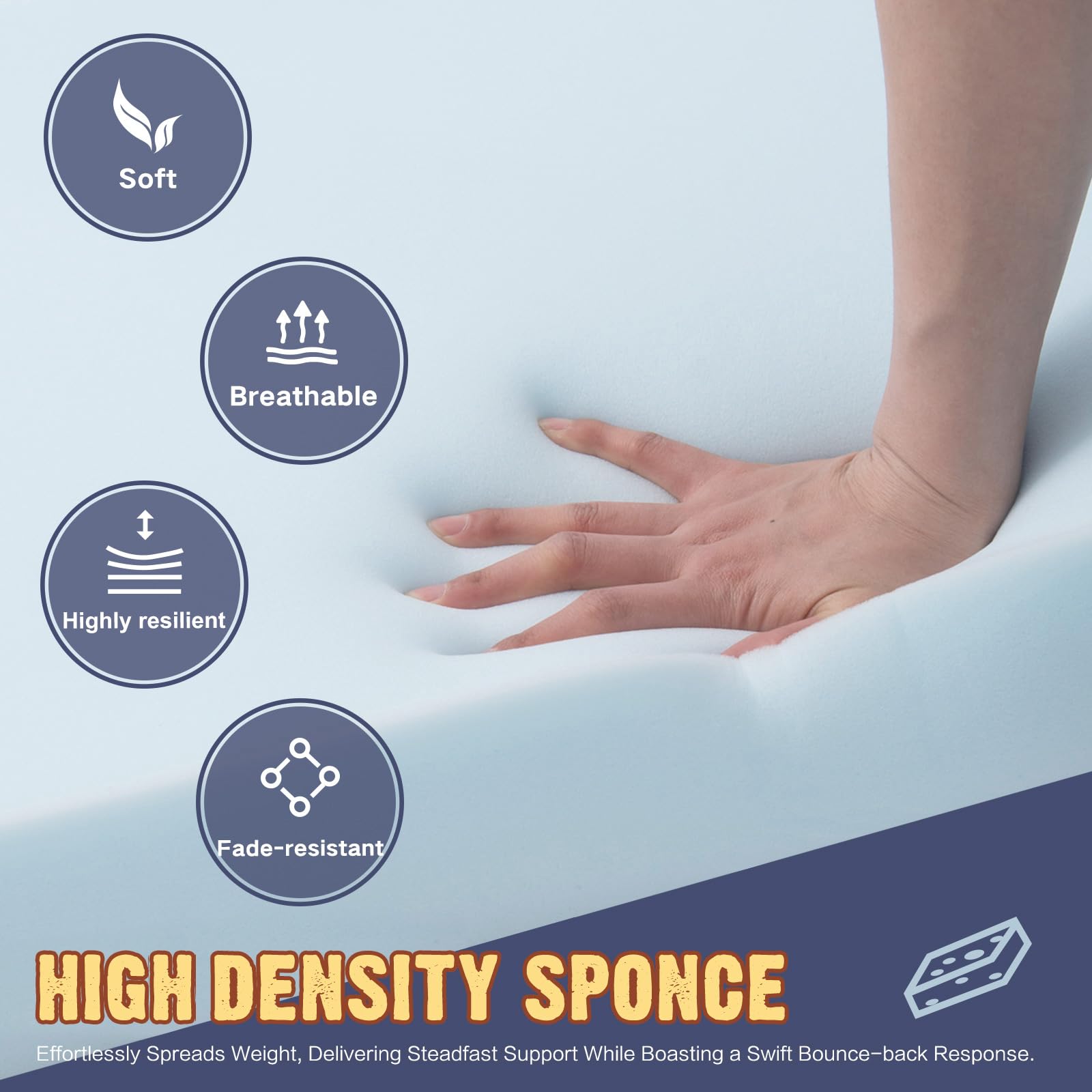 YIJIAN HOME cushion profile close-up highlighting thick 3.5 inch memory foam support