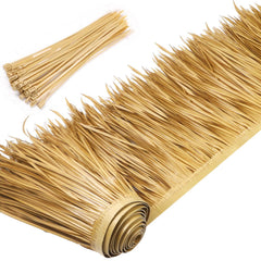 Yilloog front packaging showing full palm thatch roll and included ties for quick setup