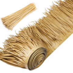 Yilloog palm thatch roll front view showing full length and natural look benefit