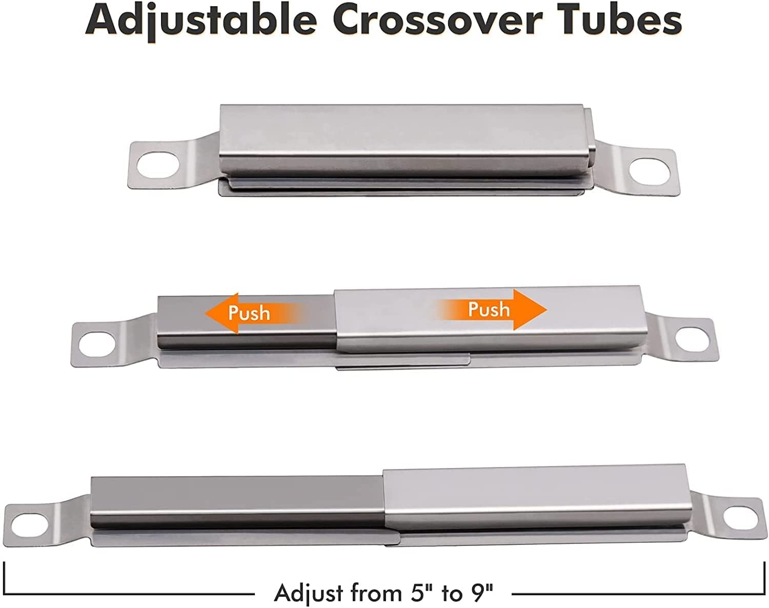 Yiming adjustable crossover tube partially extended showing flexible length for correct fit