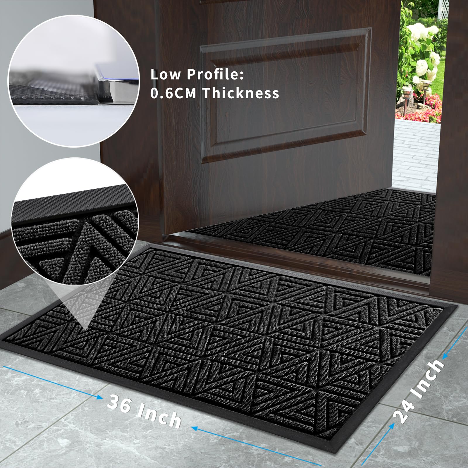 Yimobra black mat in lifestyle entrance adding modern curb appeal