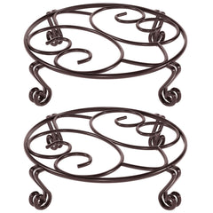 yimobra front view of two bronze plant stands showing sturdy design and display benefit
