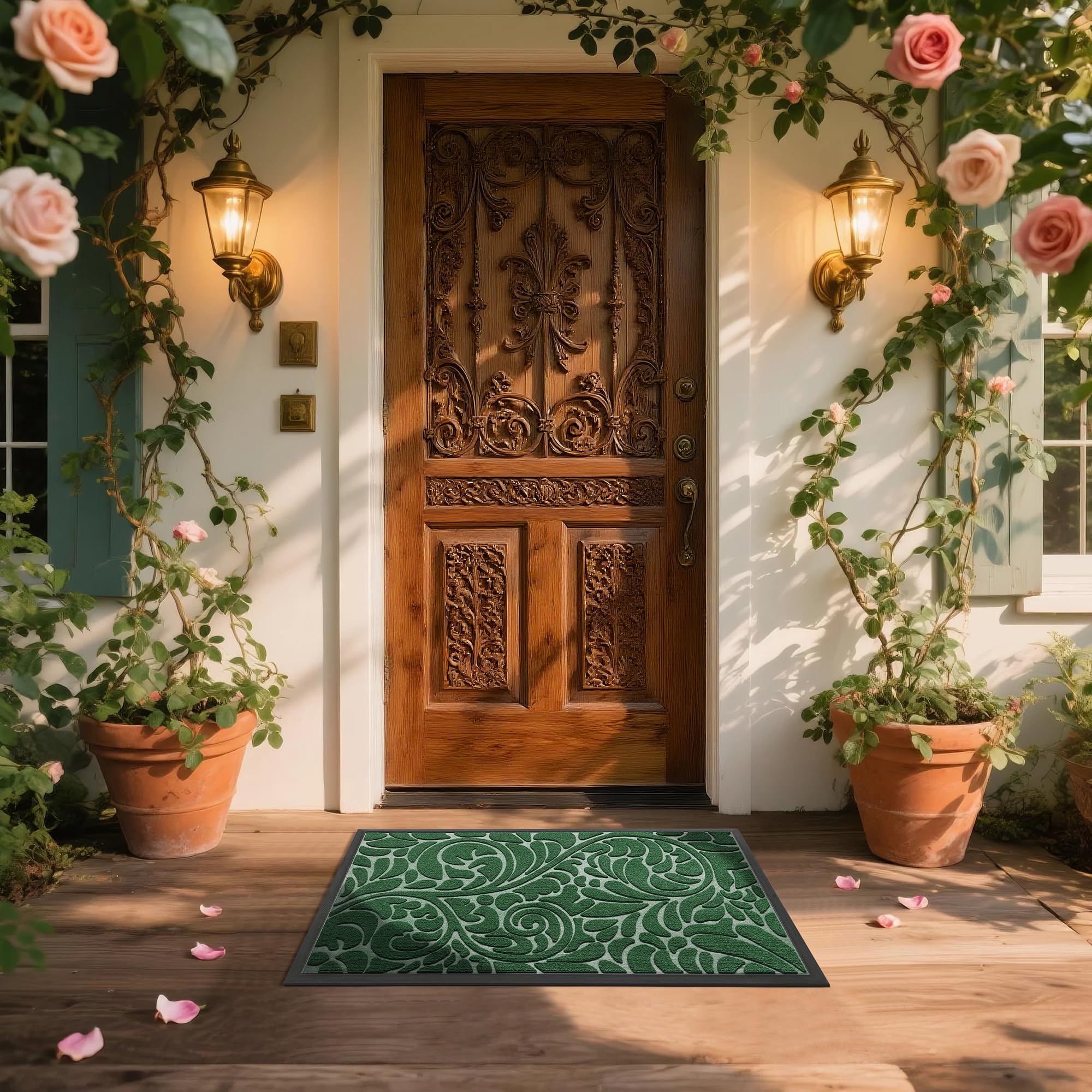Yimobra mat in garage entrance showing rugged weather-resistant use