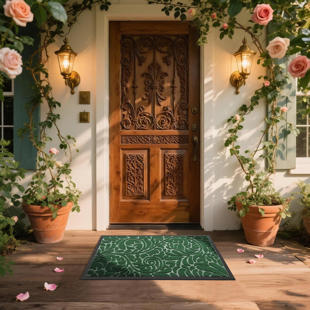 Yimobra mat in garage entrance showing rugged weather-resistant use