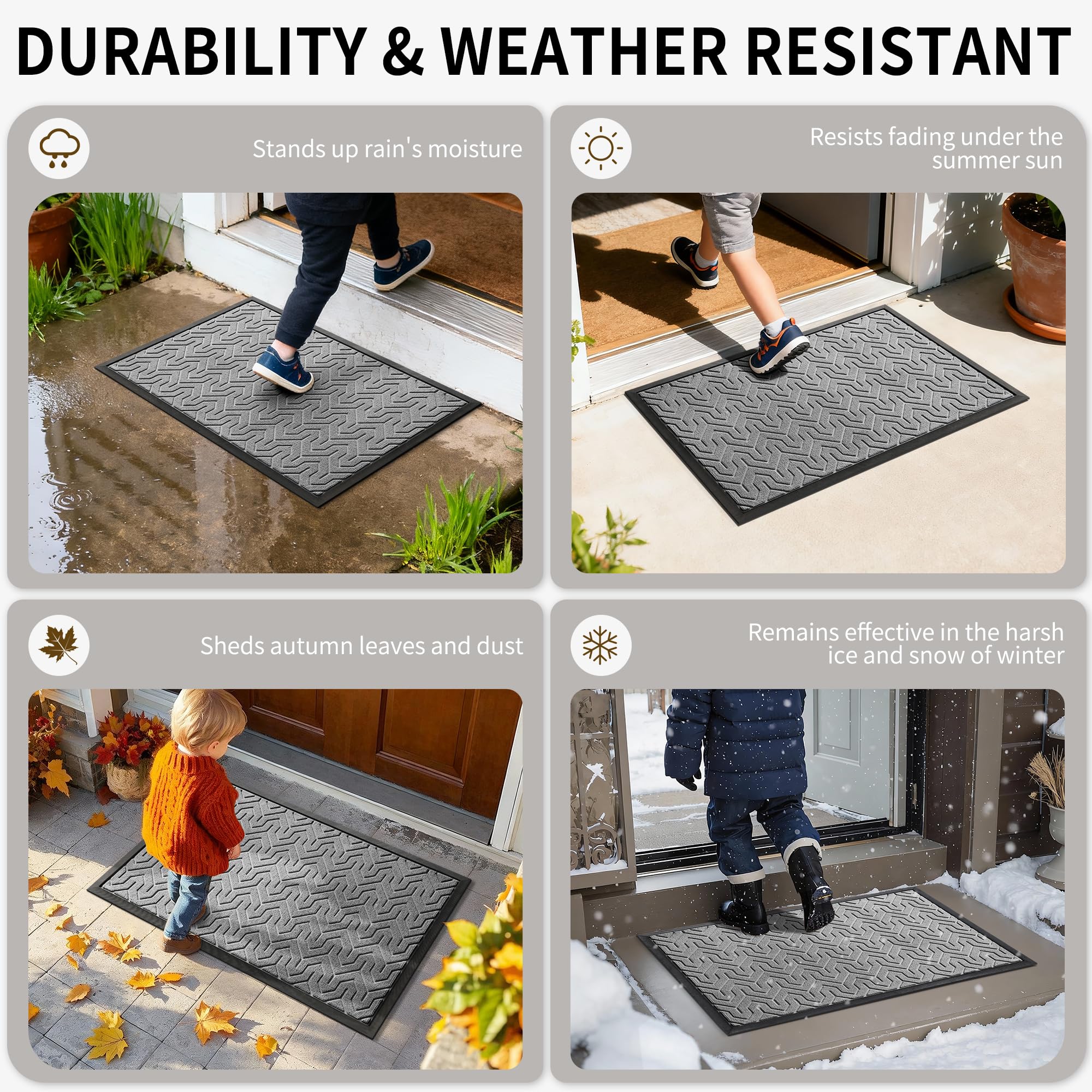 Yimobra mat in use at doorstep with shoes showing slip-resistant safety