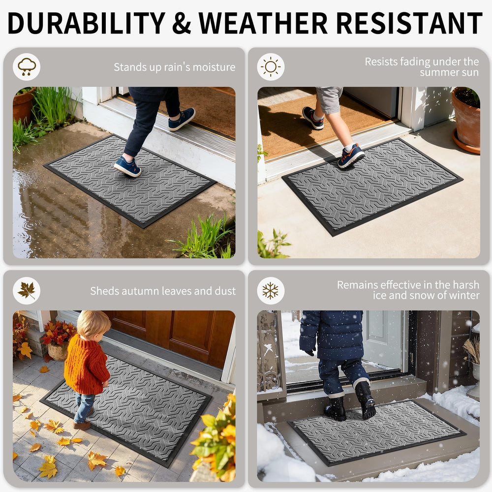 Yimobra mat in use at doorstep with shoes showing slip-resistant safety