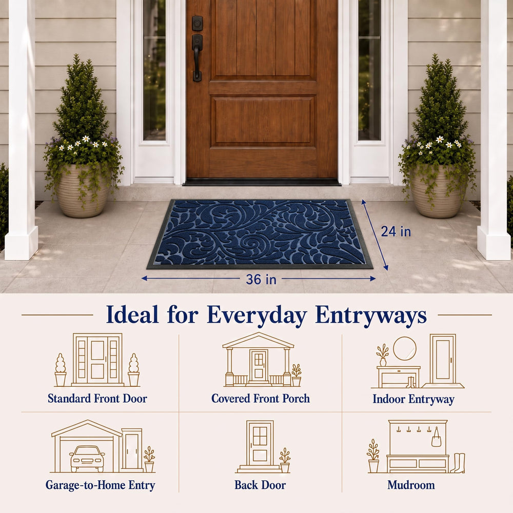 Yimobra mat in use at a front door reducing tracked-in debris