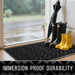 yimobra mat in use at front entrance stopping mud and wet shoes