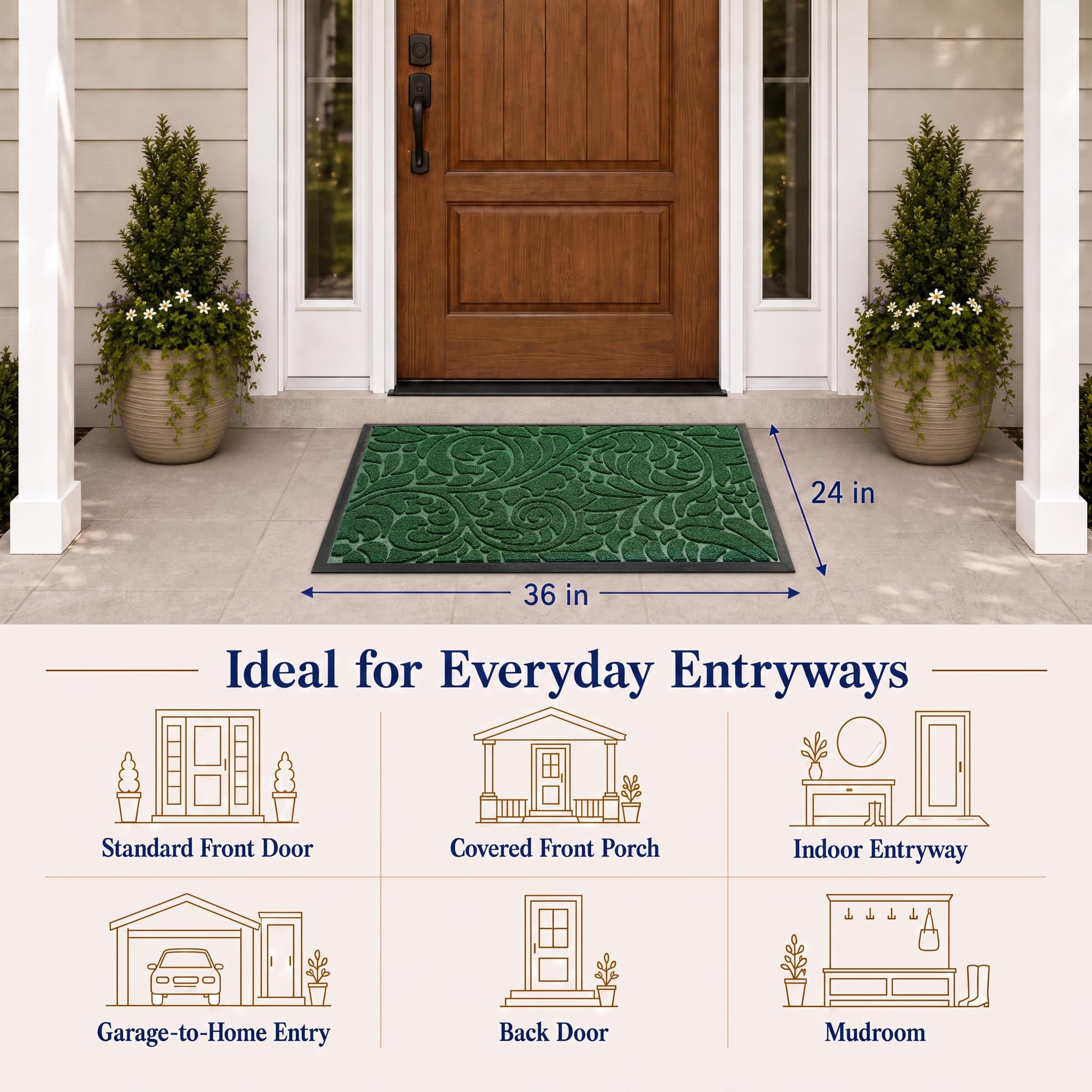 Yimobra mat on porch staged to show decorative outdoor use