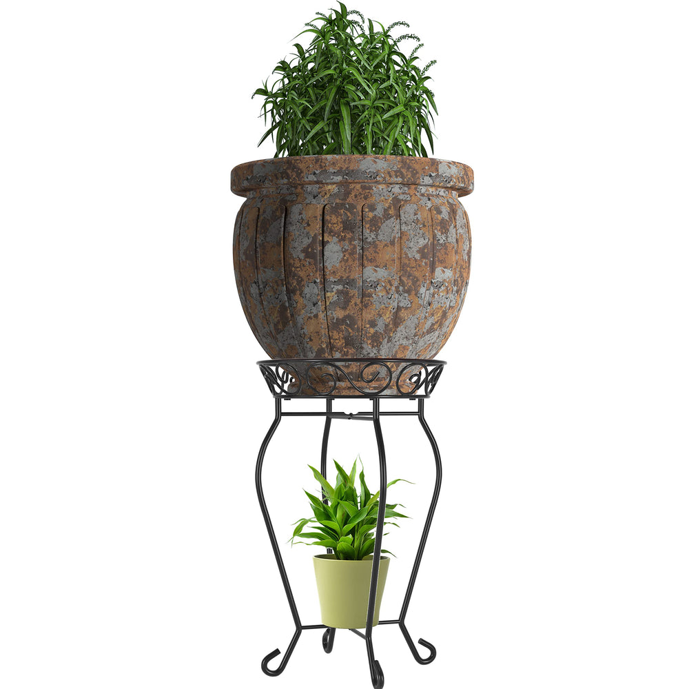 Yimobra front view of metal plant stand showing sturdy silhouette and display benefit