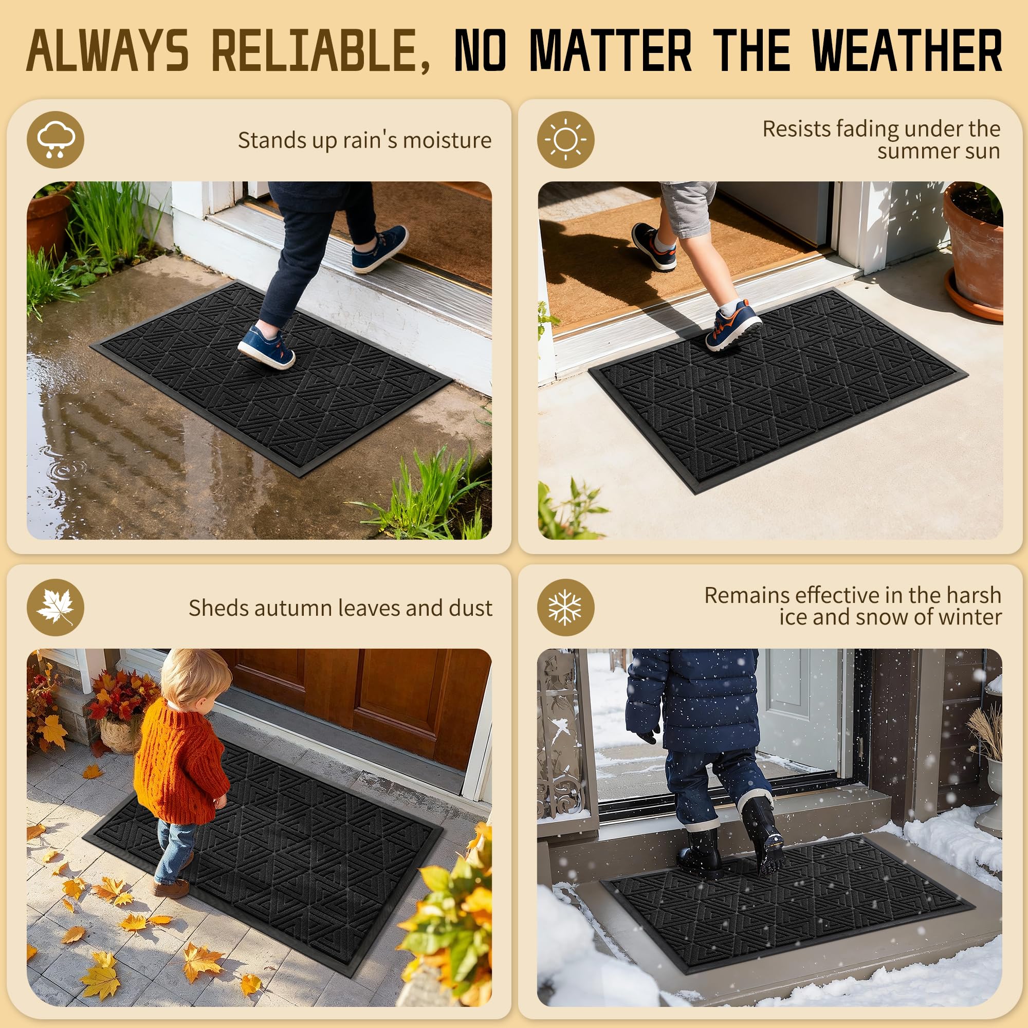 Yimobra mat next to door showing 36x24 size for full coverage
