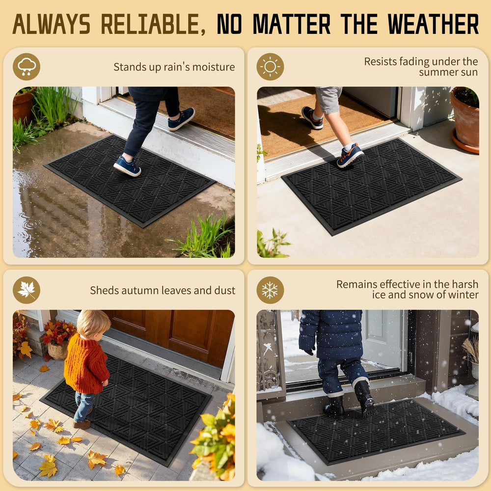 Yimobra mat next to door showing 36x24 size for full coverage