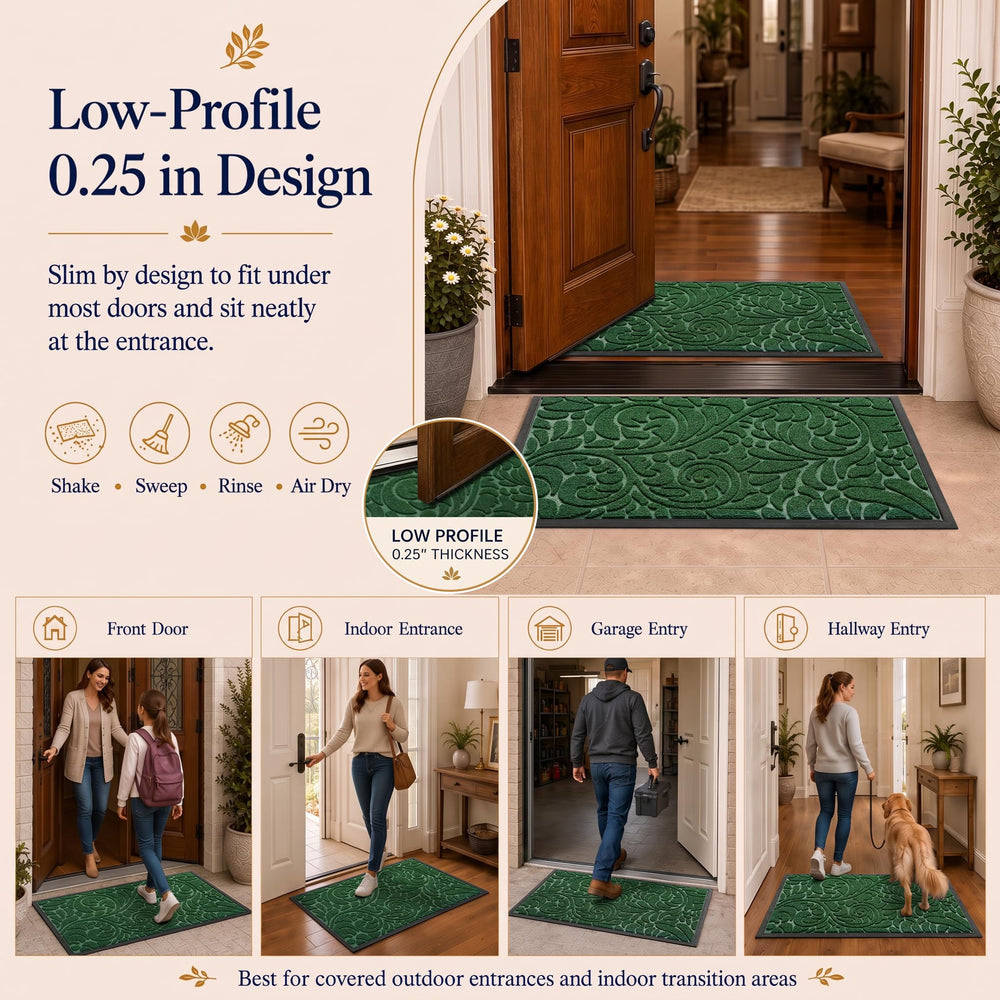 Yimobra ultra-thin mat slid under door showing clearance benefit
