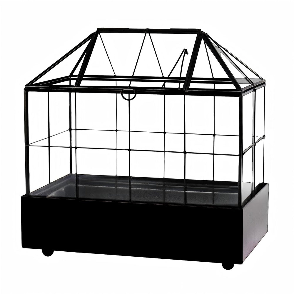 YIMORENCE V close-up of black brass frame and reinforced glass for sturdy display