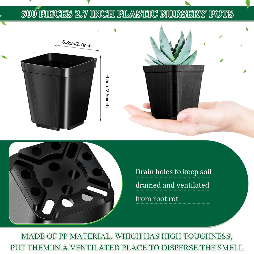 Yinder top-down shot of nested black square pots highlighting space-saving stacks