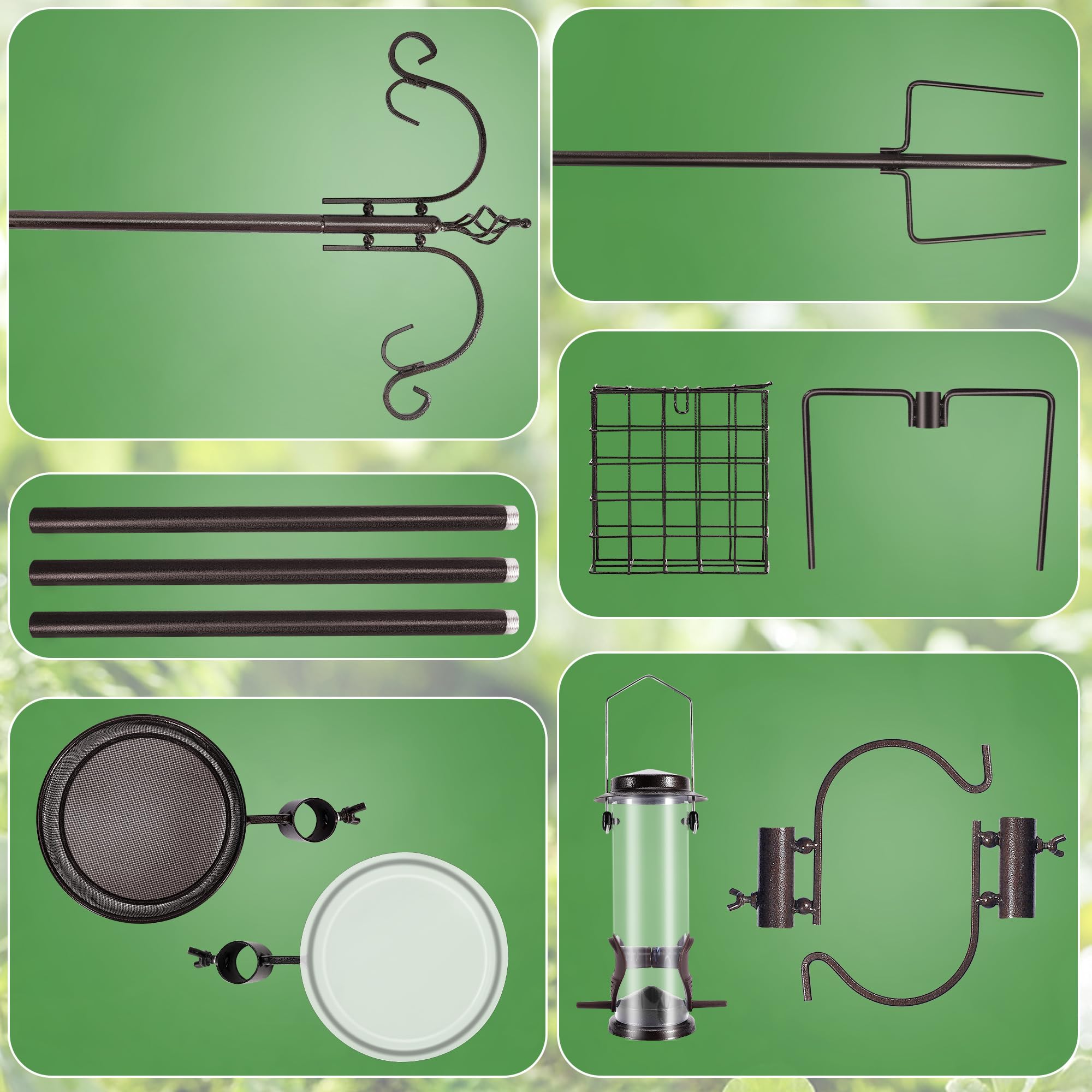 YINGYM five-prong anchor driven into soil for stable, wobble-free feeder pole support